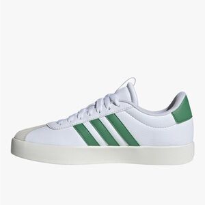 Adidas Women's White Sneakers with Green Stripes